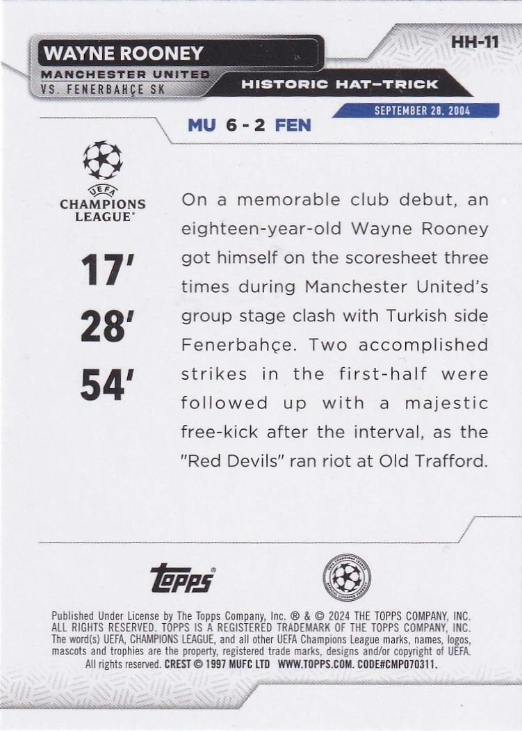 Wayne Rooney - Historic Hat-Trick - UEFA Club Competitions 23/24