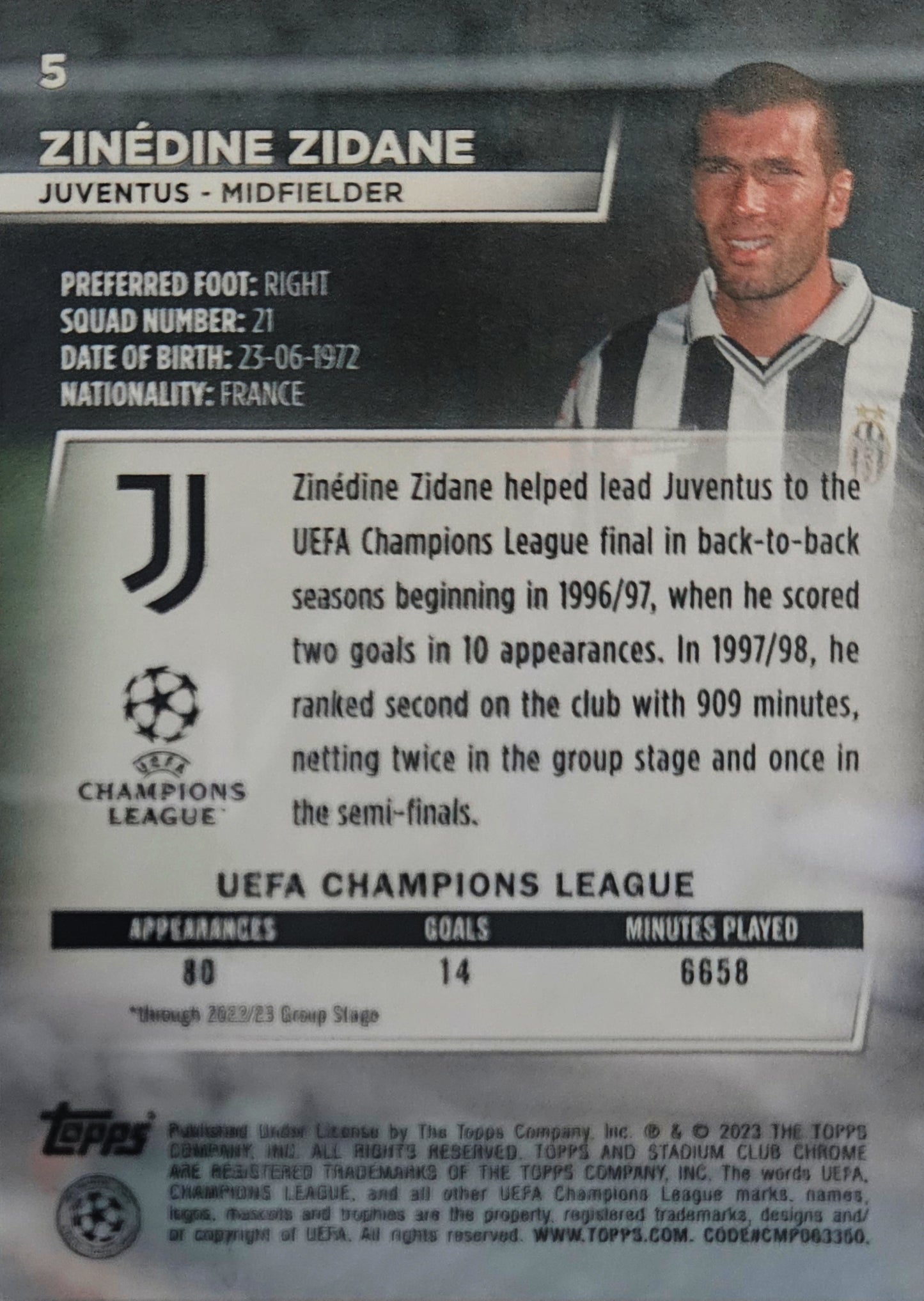 Zinedine Zidane - Stadium Club Chrome 22/23