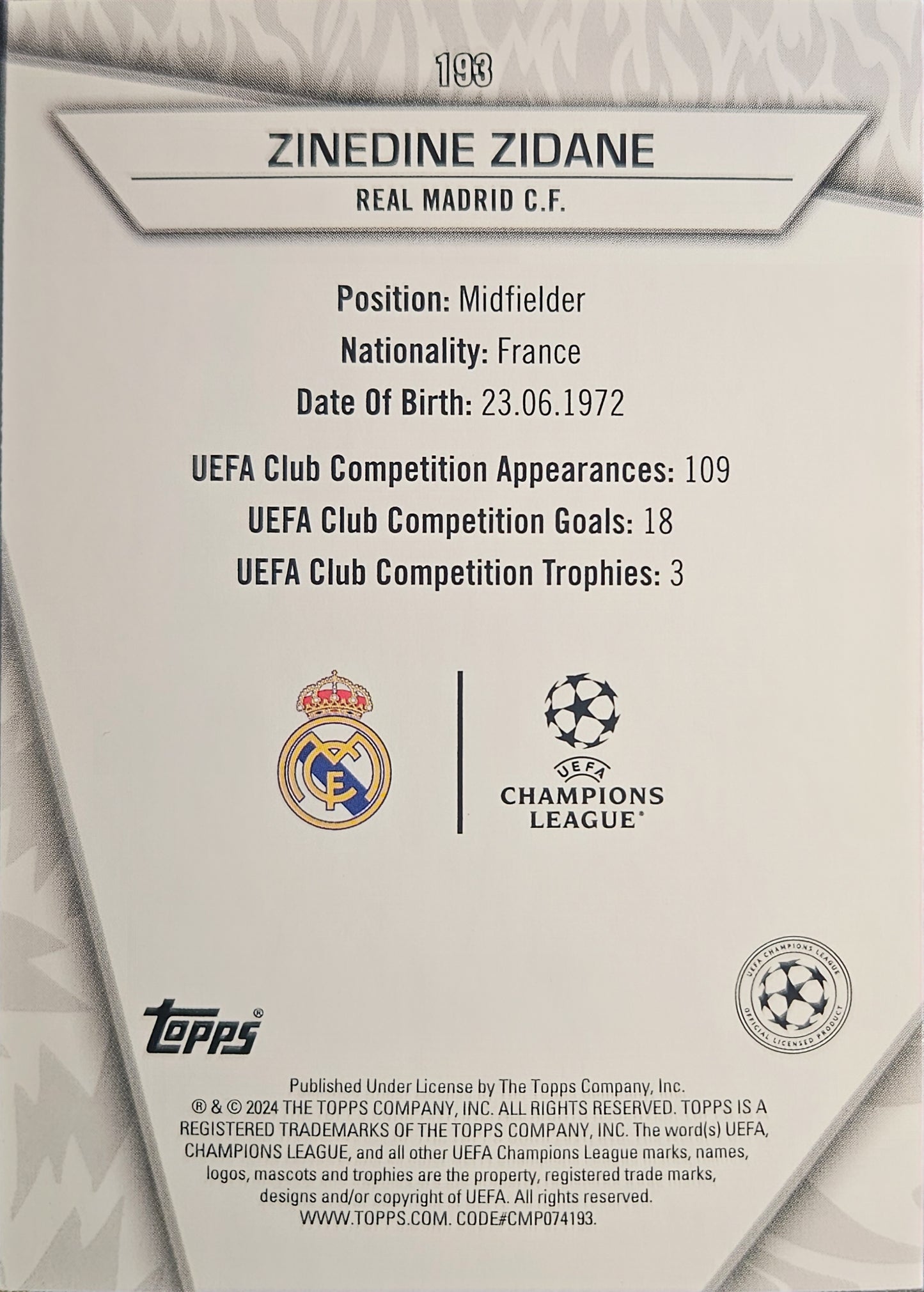 Zinedine Zidane - Uncommon - SuperStars 23/24